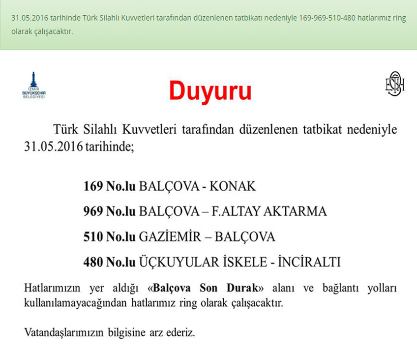 İzmir Ulaşımına Tatbikat Ayarı