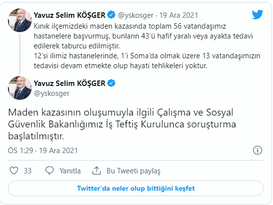 Maden patlaması için soruşturma başlatıldı