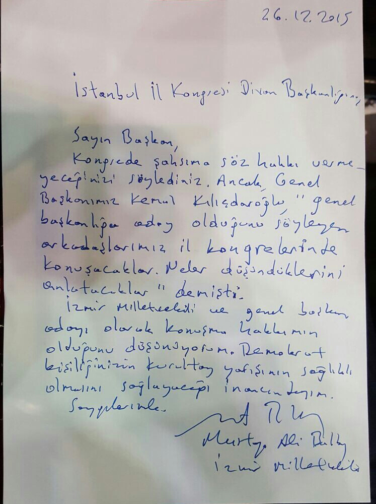 Balbay’a İstanbul’da Söz Hakkı Verilmedi