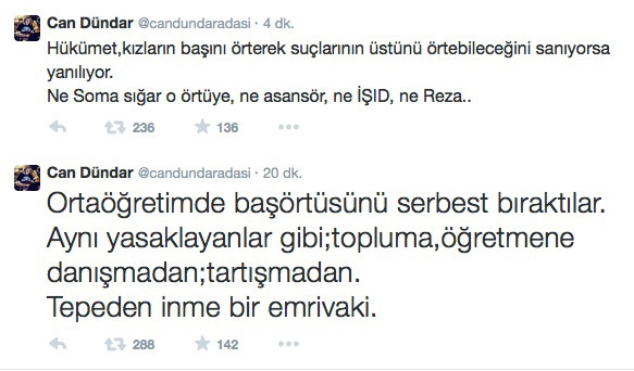 Başörtüsü serbestliği Can Dündar'ı rahatsız etti