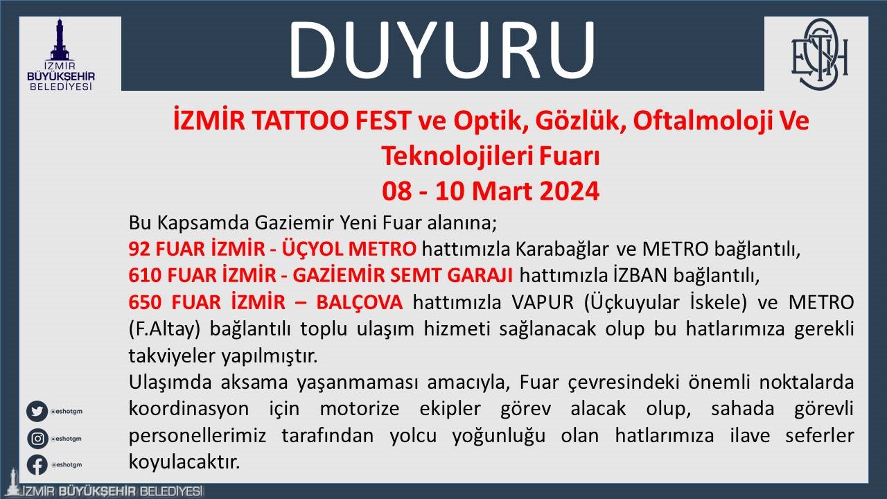 ESHOT’tan fuarlar için ulaşım düzenlemesi
