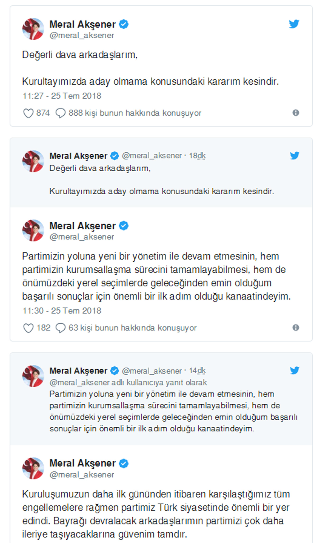 Akşener: Aday olmama kararım kesin