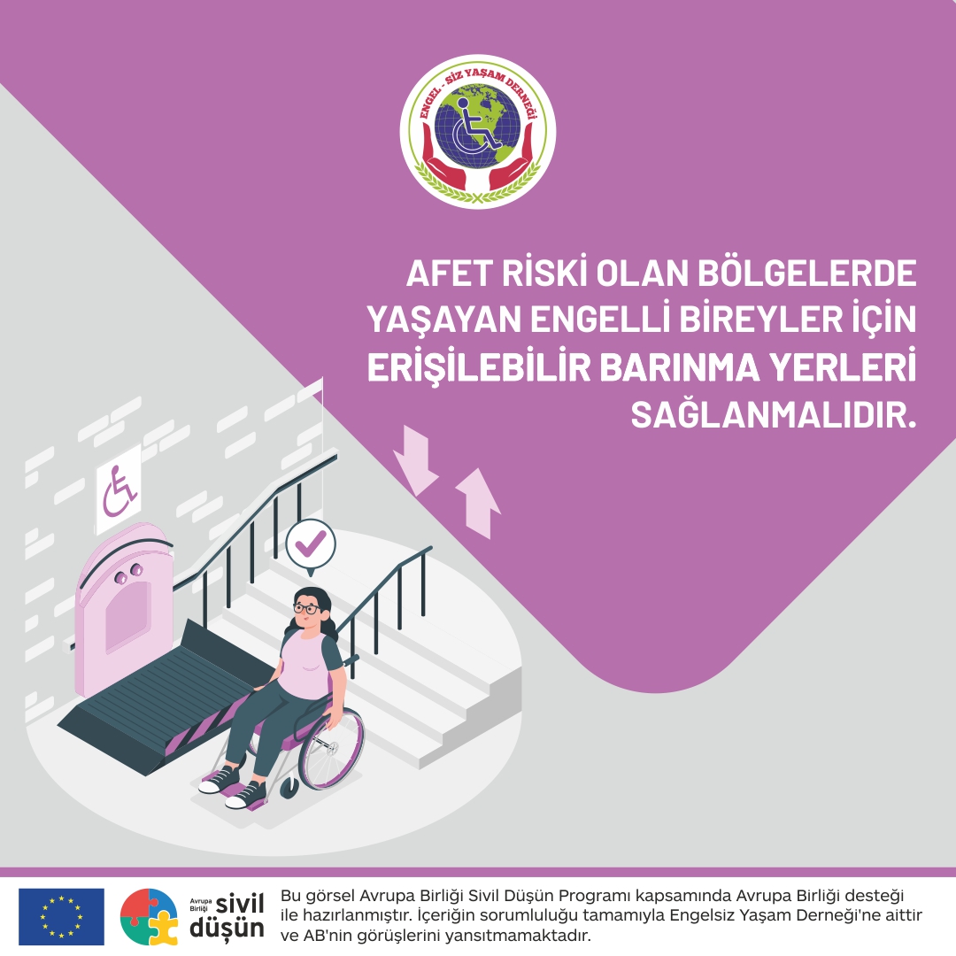 AFET RİSKİ OLAN BÖLGELERDE YAŞAYAN ENGELLİ BİREYLER İÇİN ERİŞİLEBİLİR BARINMA YERLERİ SAĞLANMALIDIR!