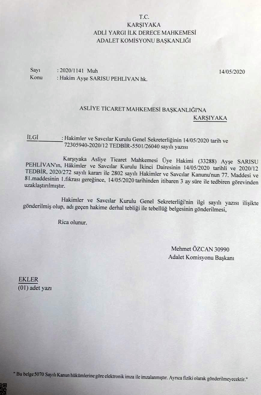 Karşıyaka hakimi hakkında flaş karar!