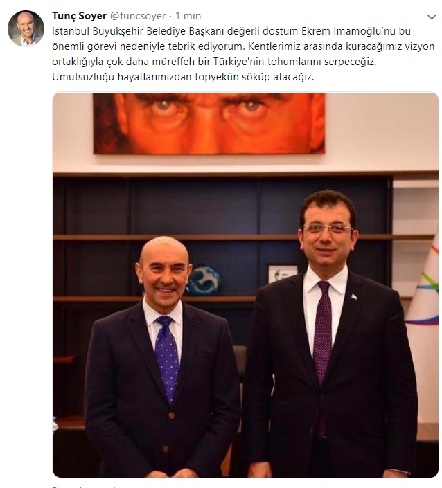 Yücel ve Soyer'den İmamoğlu'na tebrik; Ne mesaj verdiler?