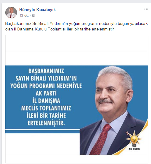 Başbakan’ın programı iptal oldu