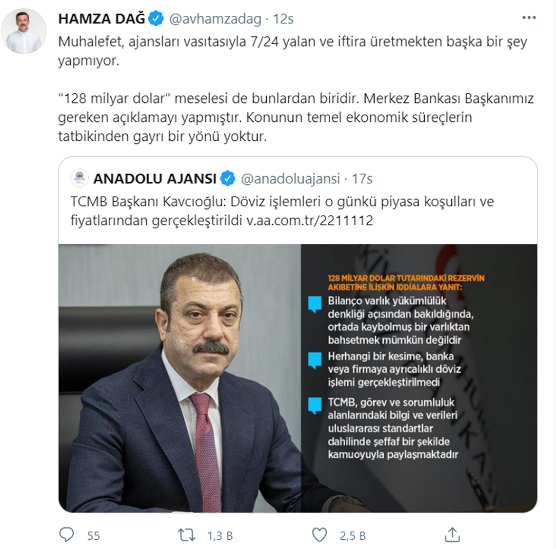 AK Parti Genel Başkan Yardımcısı Dağ'dan '128 milyar dolar' iddialarına cevap