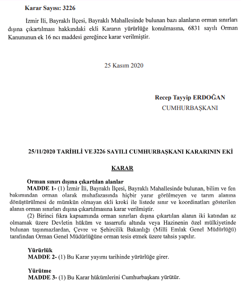 Cumhurbaşkanlığı’ndan İzmir için kritik karar: O alanlar resmen orman statüsü dışında!