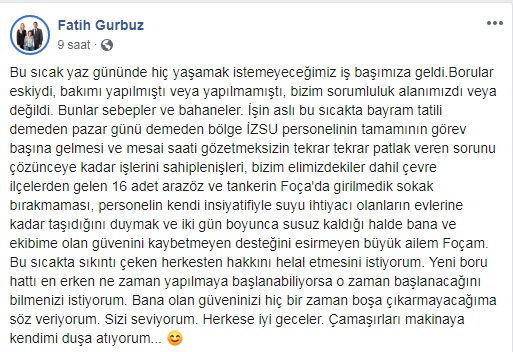 İsale hattındaki arıza giderildi, Foça suya kavuştu