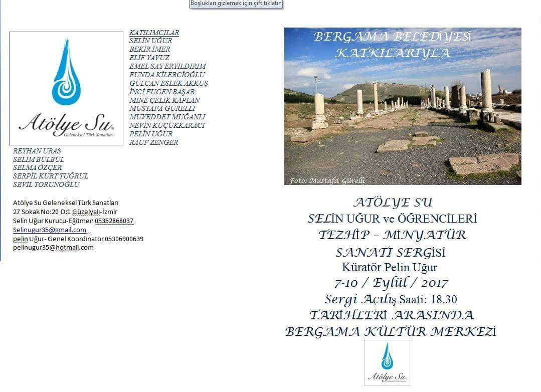 Atölye Su Bergama'da sergi açacak