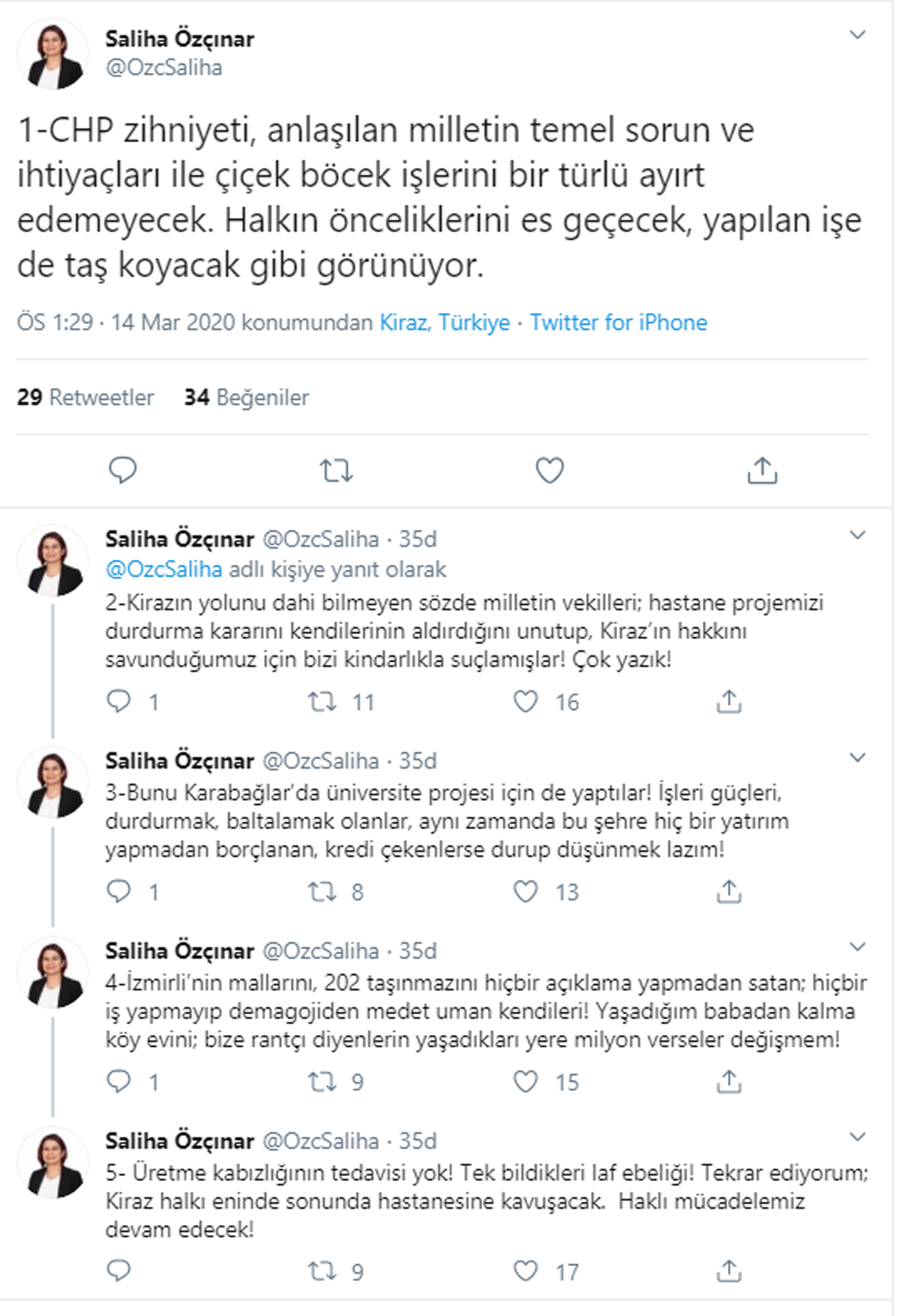 Özçınar'dan CHP'li Bakan'a jet yanıt: Kiraz'ın yolunu dahi bilmeyen sözde milletin vekilleri...