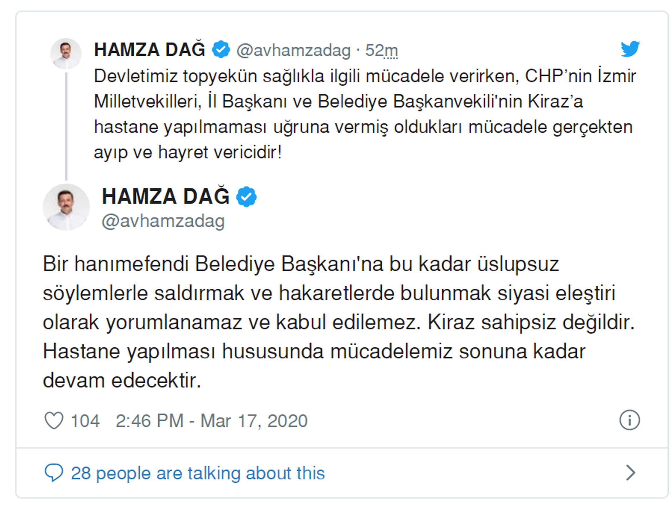 AK Partili Dağ'dan CHP'ye Kiraz çıkışı!