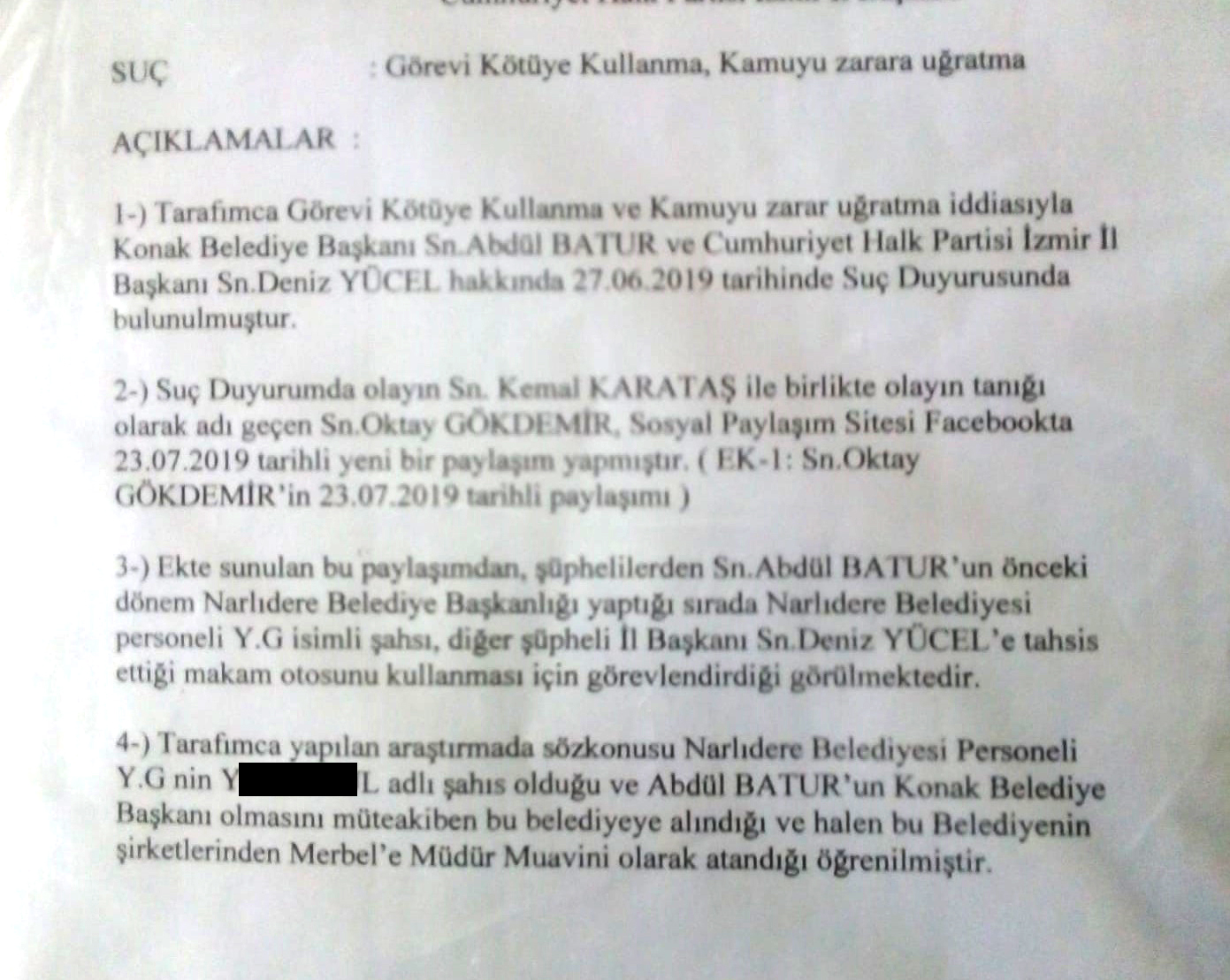 SUÇ DUYURUSUNA EK DİLEKÇE