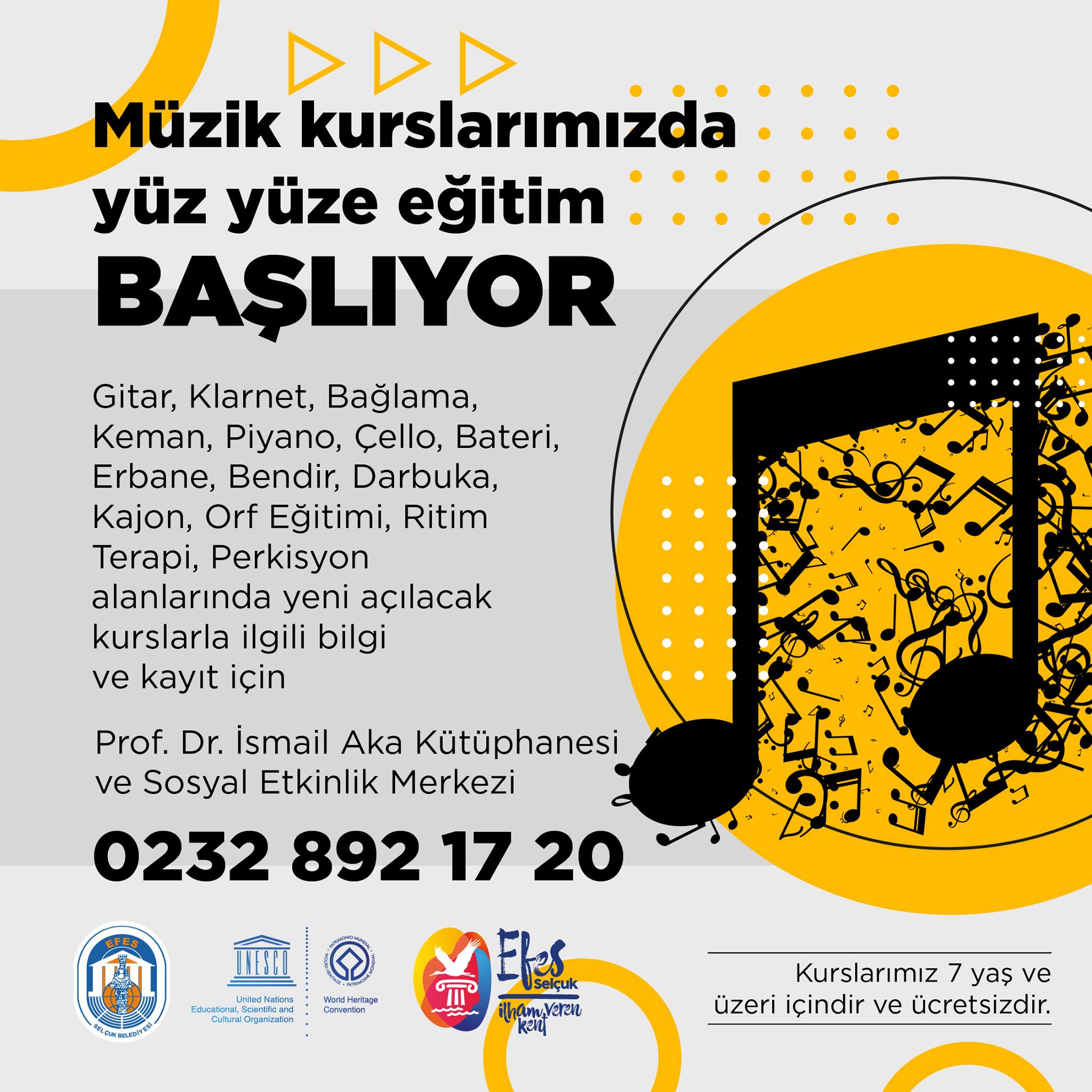 EFES SELÇUK’TA MÜZİK KURSLARI YENİDEN BAŞLIYOR