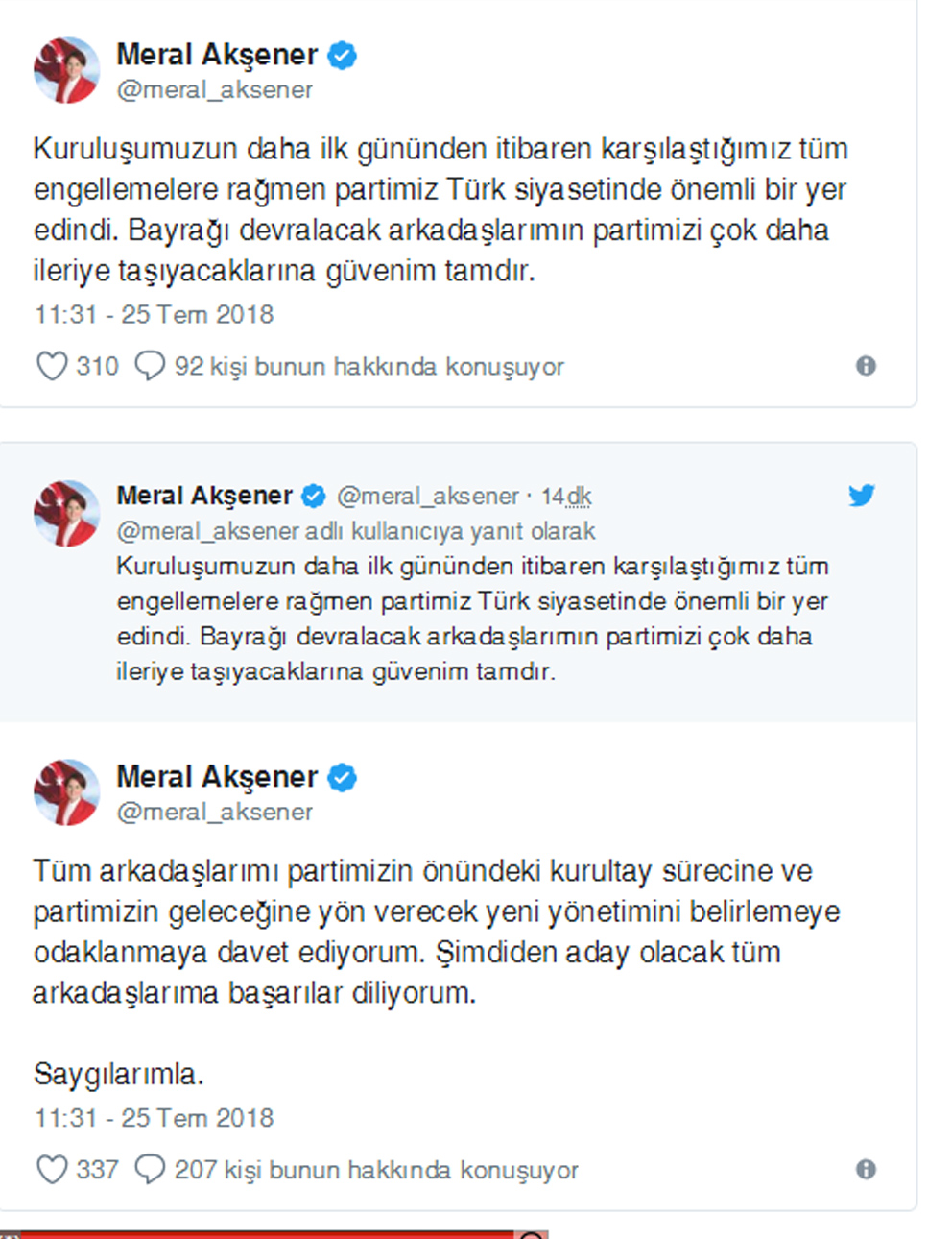 Akşener: Aday olmama kararım kesin