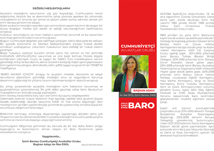 CUMHURİYETÇİLERİN ADAYI İLKE EROL: "BARO'YU ORTAK AKILLA YÖNETECEĞİZ"