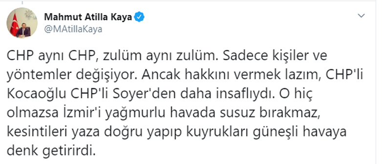 AK Partili Kaya'dan 'su kuyruğu' tepkisi: CHP aynı CHP, zulüm aynı zulüm