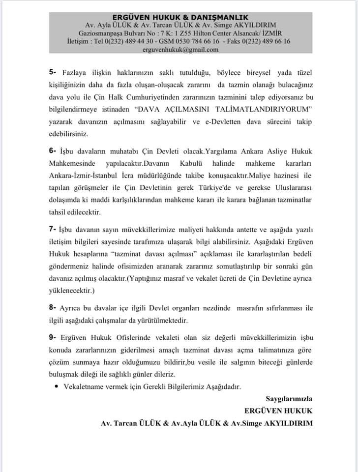 ÇİN DEVLETİ TÜRK MİLLETİNE TAZMİNAT ÖDEMELİ