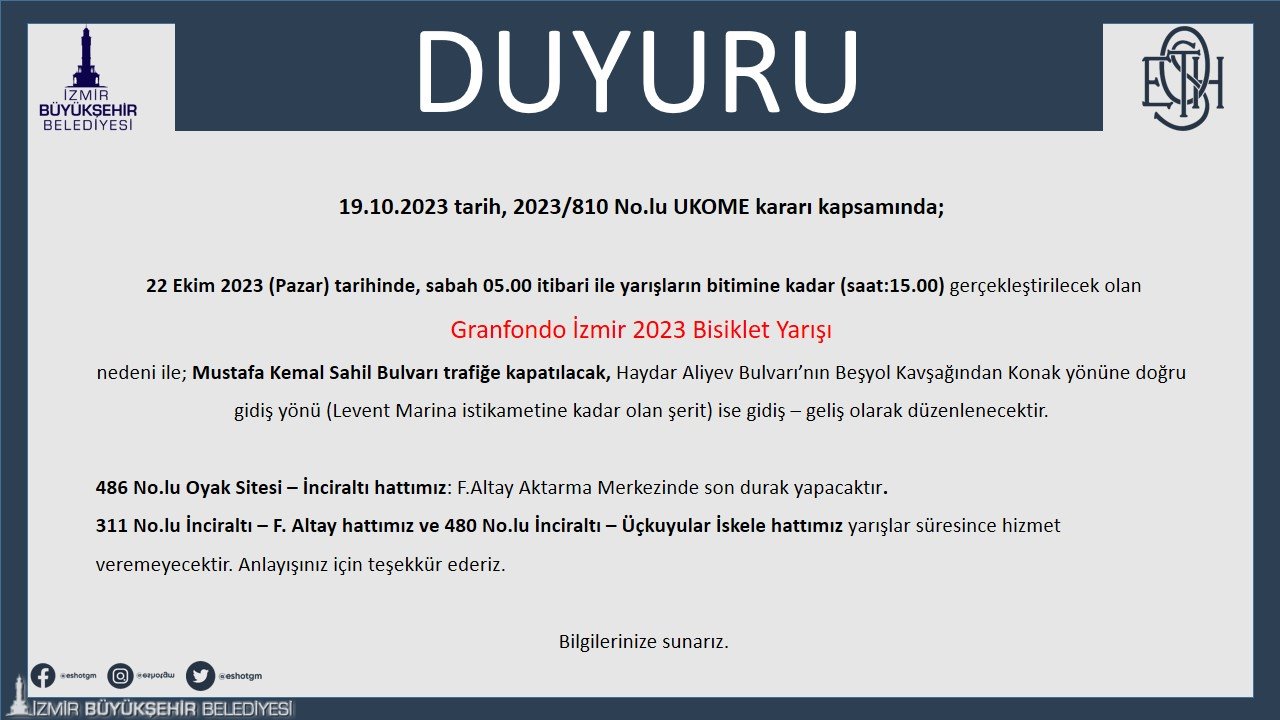 Pazar günü bazı yollar trafiğe kapanacak