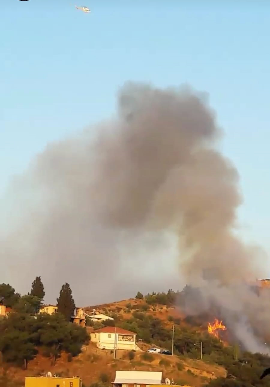 İzmir'in Balçova ilçesinde korkutan yangın!