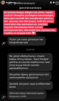 Duygu Özaslan takipçisinden gelen o mesajı ifşa etti