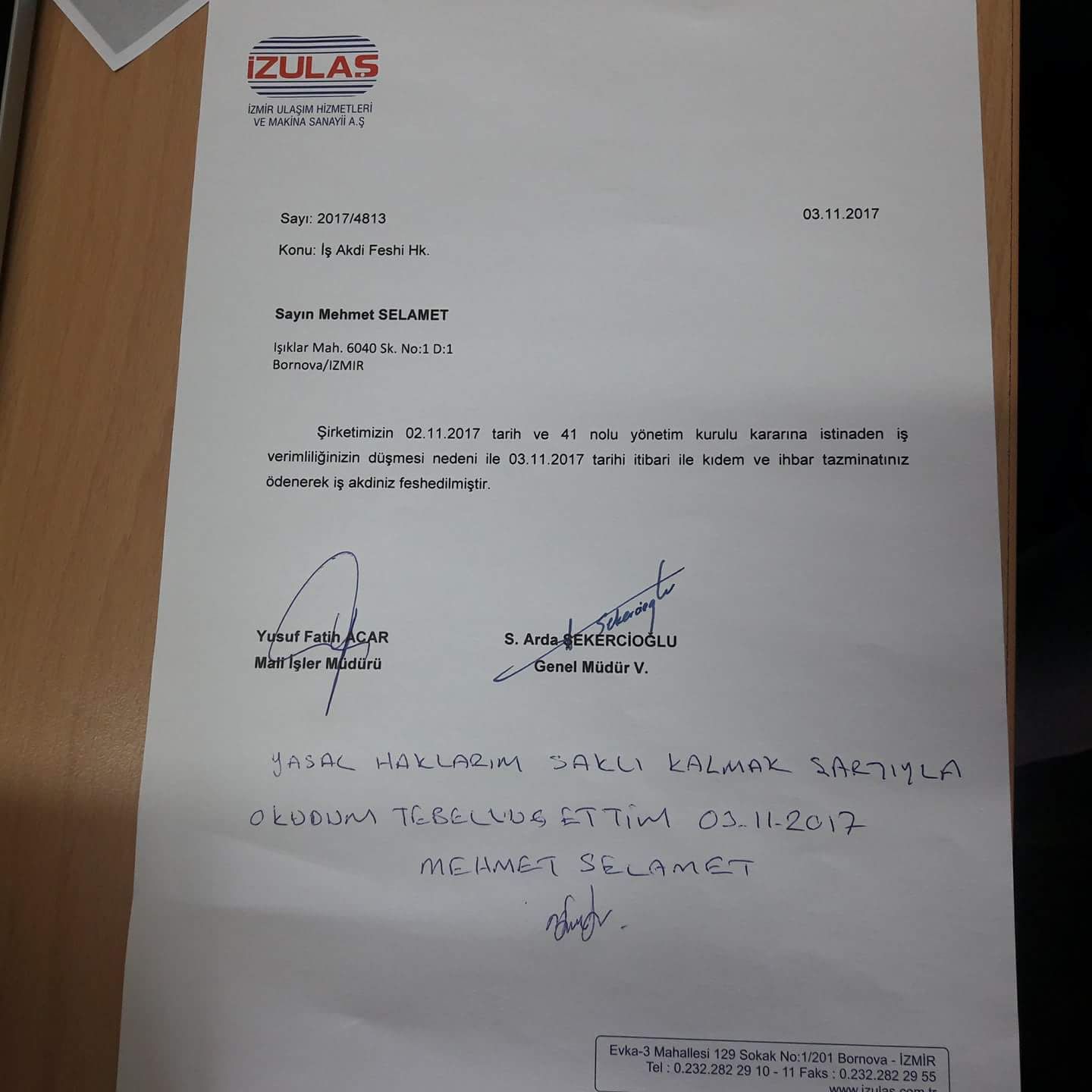 İZULAŞ'ta Skandal işten çıkartma