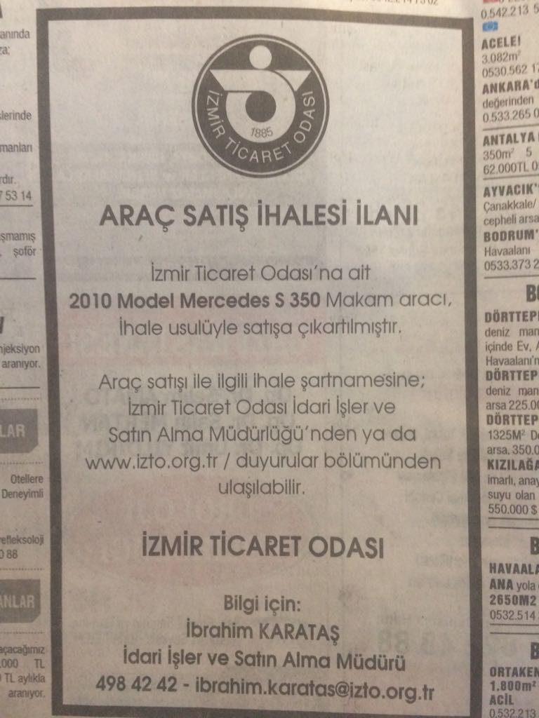 Mahmut Özgener, Ekrem Demirtaş'ın makam aracını satıyor