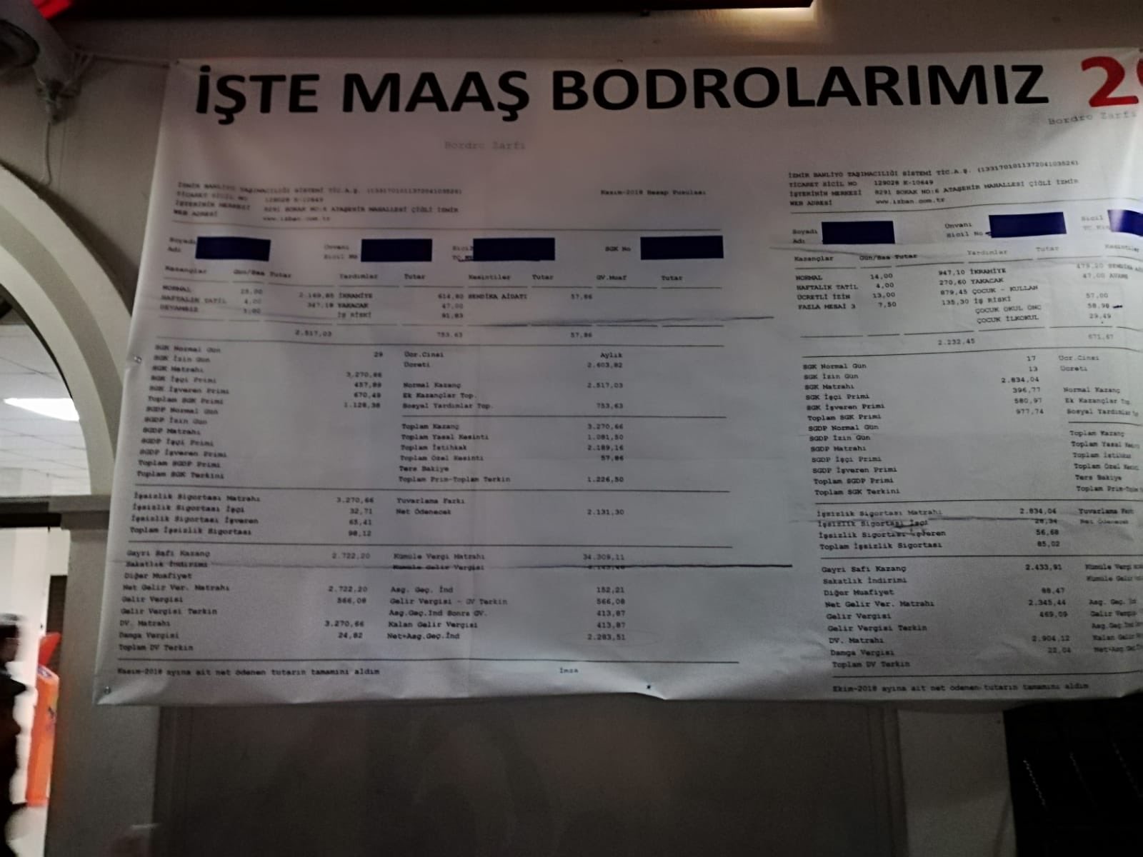 İşçilerden bordrolu mesaj