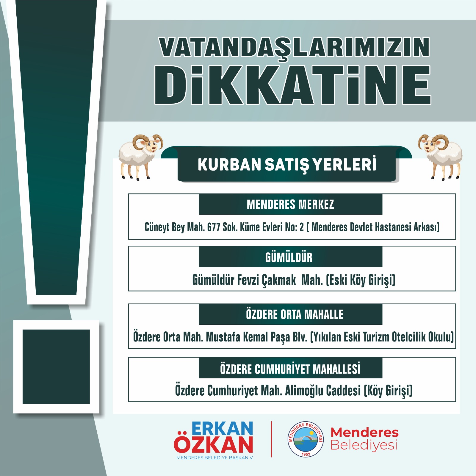 Menderes'te Kurban Yerleri Hazır