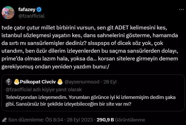 Hamam sahnesi ve 'adet' kelimesi o kanalda sansürlendi!