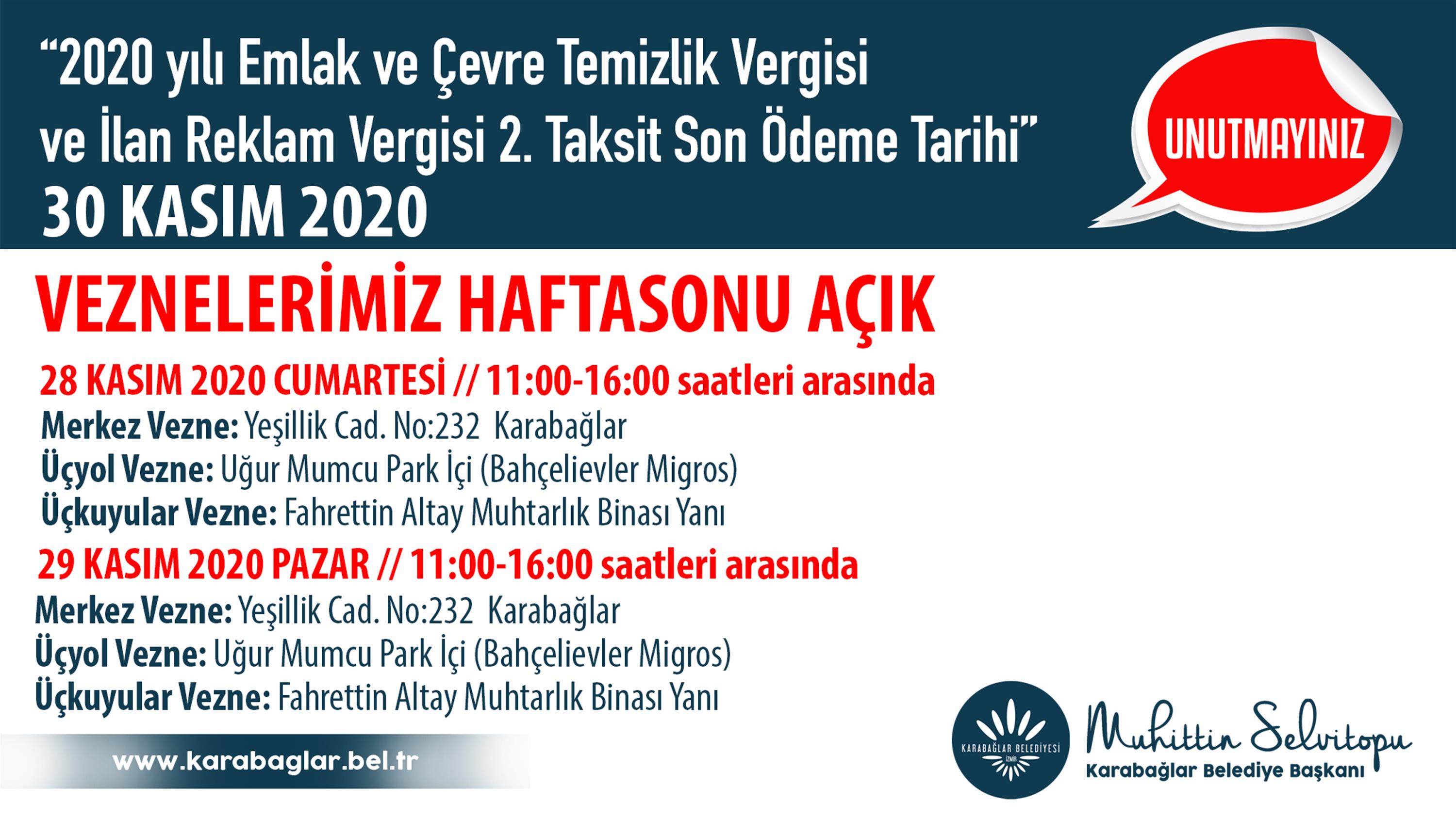 Karabağlar’da vezneler hafta sonu açık