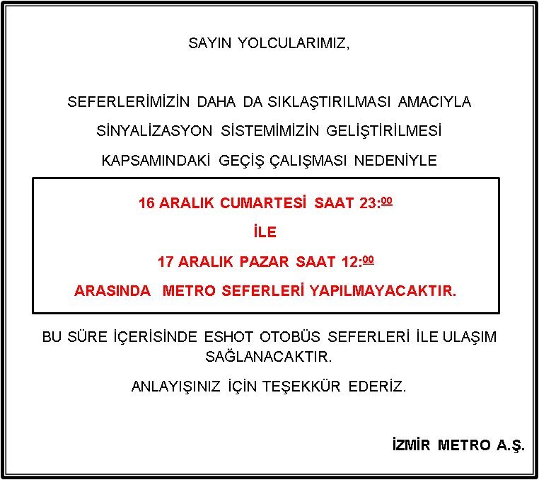 İzmir metrosunda çalışma