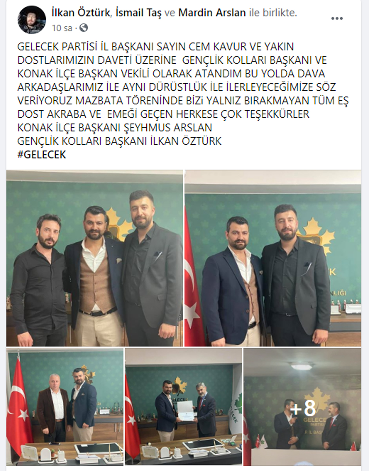 Gelecek Partisi, İzmir'de 3 kurucu ilçe başkanını daha atadı: Konak, Gaziemir, Balçova