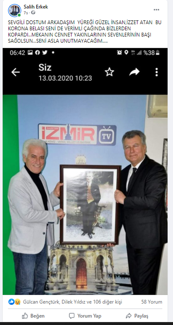 Buca Türk Hava Kurumu Başkanı, koronaya yenik düştü!