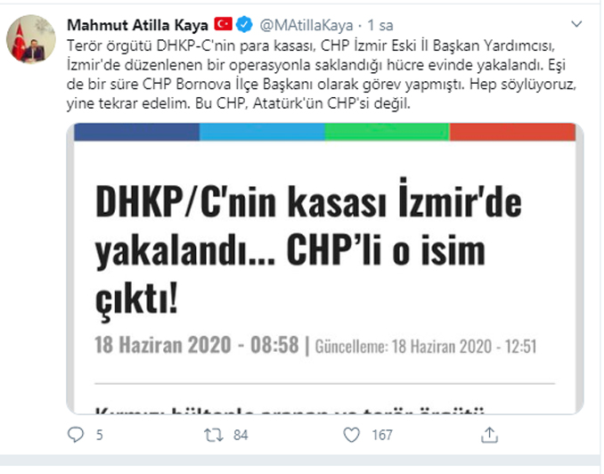 AK Partili Dağ açıkladı: 'DHKP/C'nin kasası' CHP'nin İzmir eski İl Başkan Yardımcısı