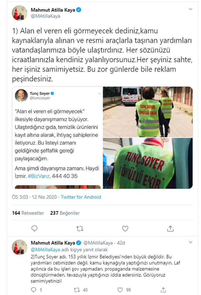 AK Partili Kaya’dan Başkan Soyer’e ‘şov yapma’ tepkisi!