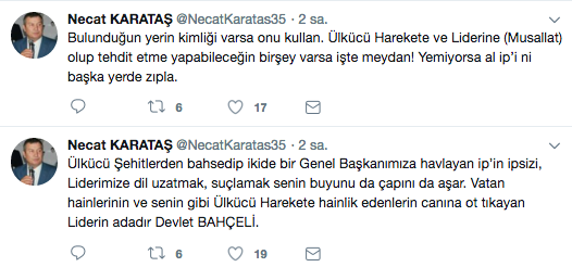 Karataş'tan Dervişoğlu'na jet yanıt: Tehdit etme, işte meydan