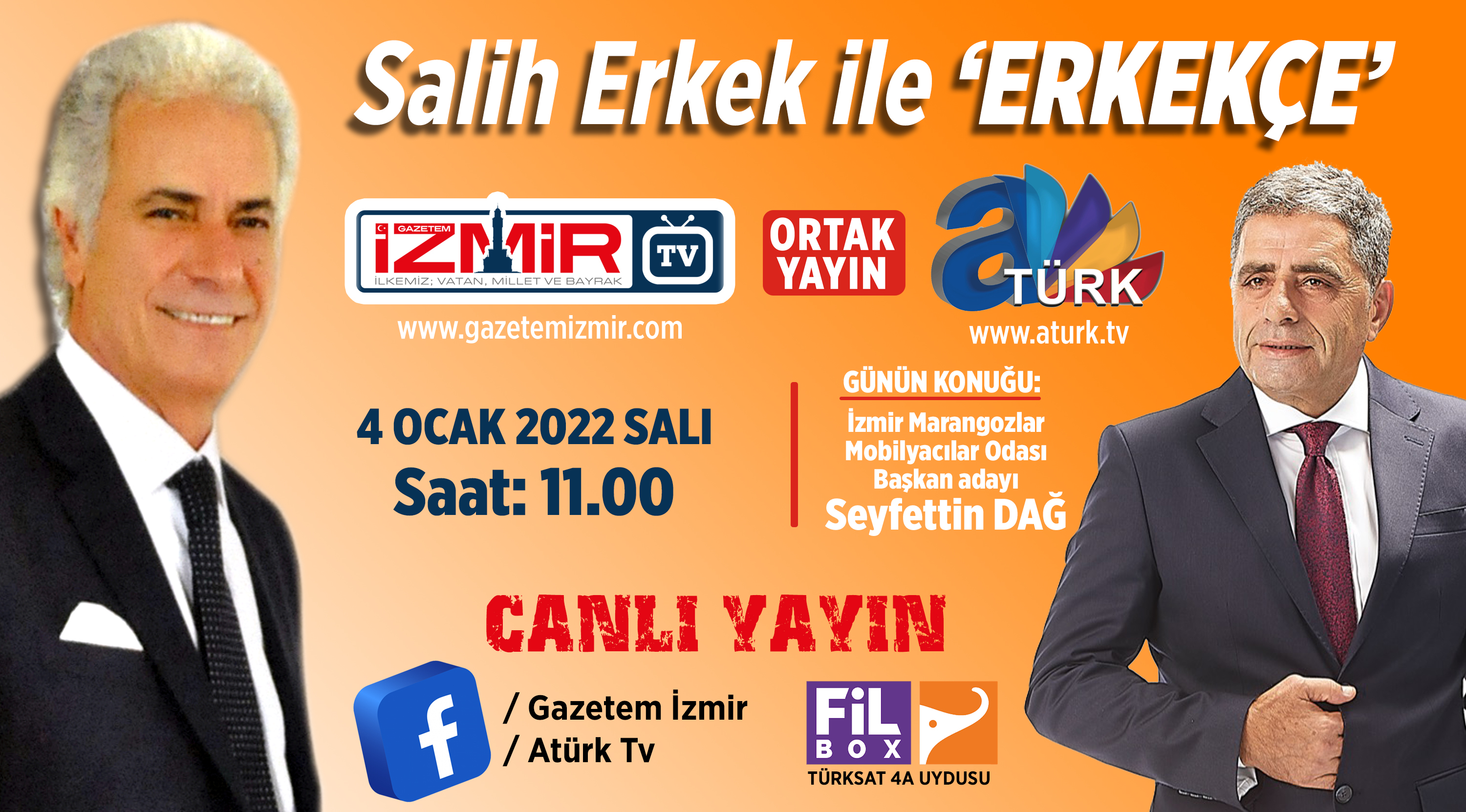 Salih Erkek ile 'Erkekçe' programı Dağ'ı konuk edecek...