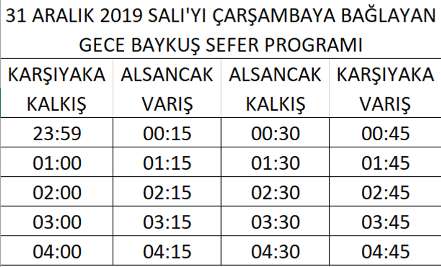 Yılbaşı gecesi toplu ulaşıma ek sefer dopingi