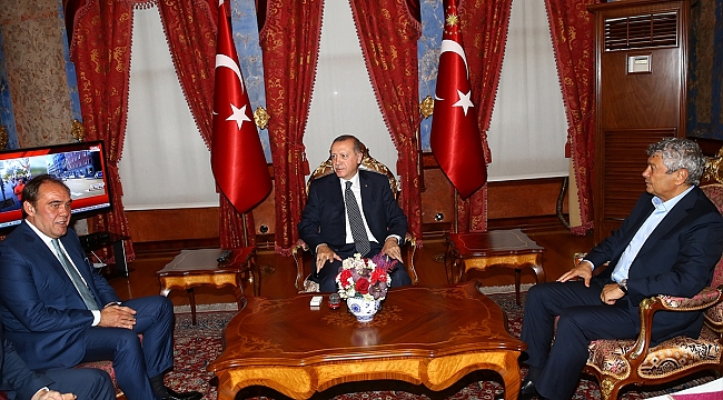 Cumhurbaşkanı Erdoğan Demirören ve Lucescu'yu ağırladı