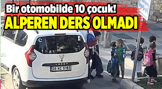 Bir otomobilde 10 çocuk!