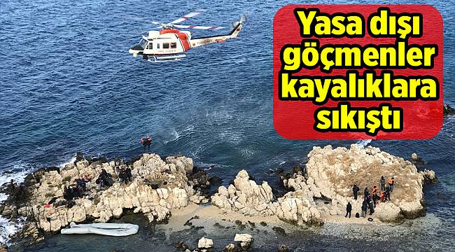 Yasa dışı göçmenler kayalıklara sıkıştı