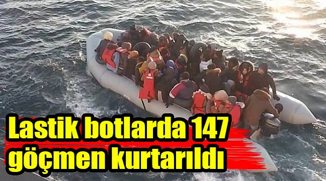 Lastik botlarda 147 göçmen kurtarıldı