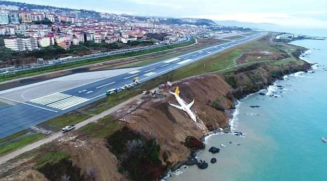 Trabzon&#039;da kaza yapan Pegasus uçağının dehşet görüntüsü