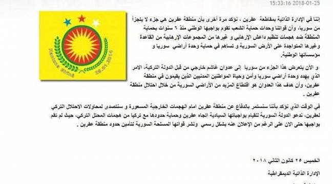 YPG Esad'a 'Kurtarın bizi' çağrısı yaptı