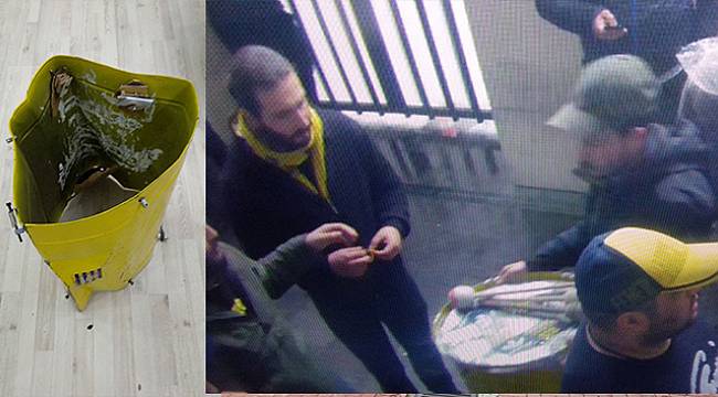 Davula gizlenen meşaleler derbiye böyle sokuldu