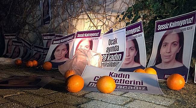 Kadın cinayetlerine portakallı protesto