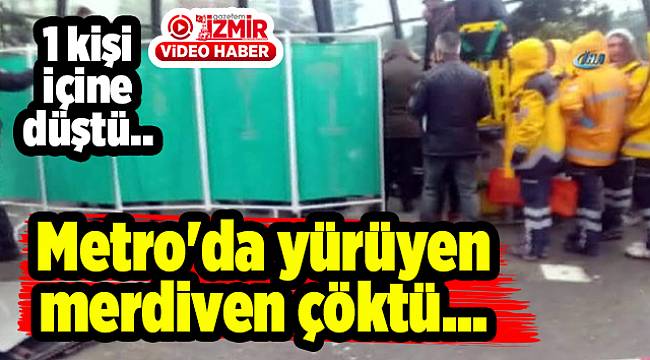 Metro'da yürüyen merdiven çöktü... 1 kişi içine düştü...
