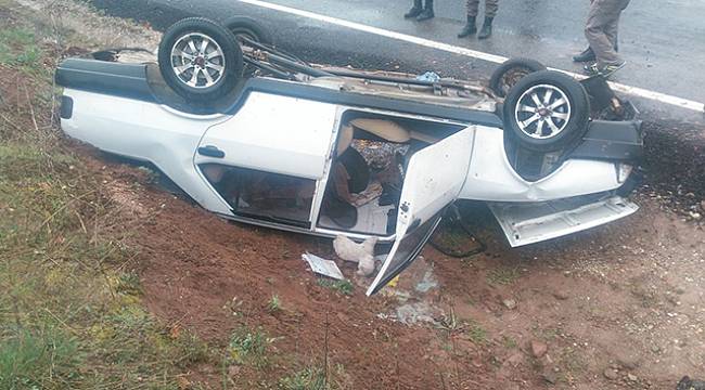 Takla atan araçtan burnu bile kanamadan çıktı