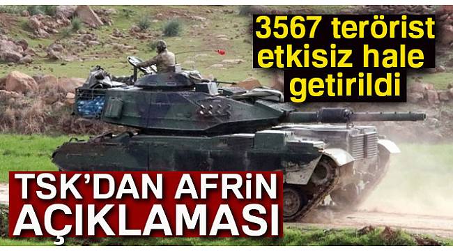 TSK: 'Etkisiz hale getirilen terörist sayısı 3567 oldu'
